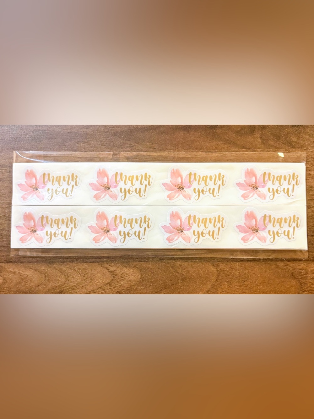 Pink Gold Foiled Thank You Cards w/Matching Floral Stickers -nwot - Picture 3 of 3